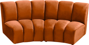 Infinity Velvet / Engineered Wood Contemporary Cognac Velvet 2pc. Modular Sectional - 83" W x 41" D x 33" H