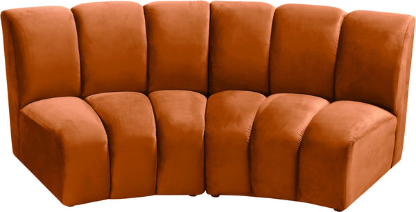 Infinity Velvet / Engineered Wood Contemporary Cognac Velvet 2pc. Modular Sectional - 83" W x 41" D x 33" H