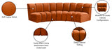 Infinity Velvet / Engineered Wood Contemporary Cognac Velvet 3pc. Modular Sectional - 119" W x 48" D x 33" H