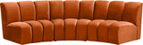 Infinity Velvet / Engineered Wood Contemporary Cognac Velvet 3pc. Modular Sectional - 119" W x 48" D x 33" H