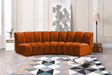 Infinity Velvet / Engineered Wood Contemporary Cognac Velvet 3pc. Modular Sectional - 119" W x 48" D x 33" H