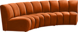 Infinity Velvet / Engineered Wood Contemporary Cognac Velvet 3pc. Modular Sectional - 119" W x 48" D x 33" H