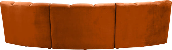 Infinity Velvet / Engineered Wood Contemporary Cognac Velvet 3pc. Modular Sectional - 119" W x 48" D x 33" H