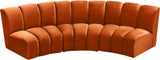 Infinity Velvet / Engineered Wood Contemporary Cognac Velvet 3pc. Modular Sectional - 119" W x 48" D x 33" H