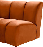 Infinity Velvet / Engineered Wood Contemporary Cognac Velvet 3pc. Modular Sectional - 119" W x 48" D x 33" H