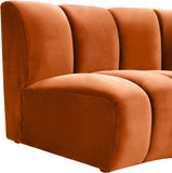 Infinity Velvet / Engineered Wood Contemporary Cognac Velvet 3pc. Modular Sectional - 119" W x 48" D x 33" H