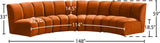 Infinity Velvet / Engineered Wood Contemporary Cognac Velvet 4pc. Modular Sectional - 148" W x 59" D x 33" H