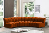 Infinity Velvet / Engineered Wood Contemporary Cognac Velvet 4pc. Modular Sectional - 148" W x 59" D x 33" H