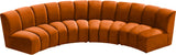 Infinity Velvet / Engineered Wood Contemporary Cognac Velvet 4pc. Modular Sectional - 148" W x 59" D x 33" H