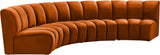 Infinity Velvet / Engineered Wood Contemporary Cognac Velvet 4pc. Modular Sectional - 148" W x 59" D x 33" H