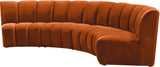 Infinity Velvet / Engineered Wood Contemporary Cognac Velvet 4pc. Modular Sectional - 148" W x 59" D x 33" H