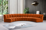 Infinity Velvet / Engineered Wood Contemporary Cognac Velvet 5pc. Modular Sectional - 167" W x 71" D x 33" H