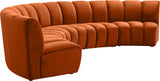 Infinity Velvet / Engineered Wood Contemporary Cognac Velvet 5pc. Modular Sectional - 167" W x 71" D x 33" H