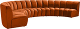 Infinity Velvet / Engineered Wood Contemporary Cognac Velvet 6pc. Modular Sectional - 174" W x 85" D x 33" H