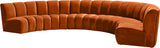 Infinity Velvet / Engineered Wood Contemporary Cognac Velvet 6pc. Modular Sectional - 174" W x 85" D x 33" H