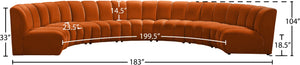 Infinity Velvet / Engineered Wood / Foam Contemporary Cognac Velvet 7pc. Modular Sectional - 183" W x 104" D x 33" H