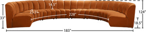 Infinity Velvet / Engineered Wood / Foam Contemporary Cognac Velvet 8pc. Modular Sectional - 183" W x 124" D x 33" H