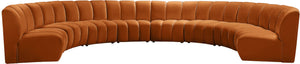 Infinity Velvet / Engineered Wood / Foam Contemporary Cognac Velvet 8pc. Modular Sectional - 183" W x 124" D x 33" H