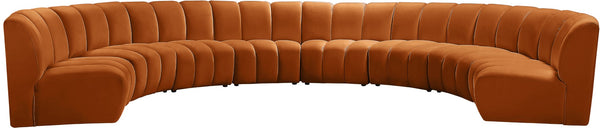Infinity Velvet / Engineered Wood / Foam Contemporary Cognac Velvet 8pc. Modular Sectional - 183" W x 124" D x 33" H