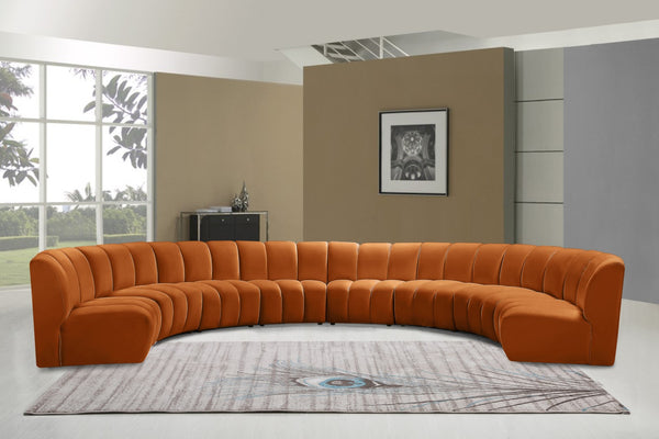 Infinity Velvet / Engineered Wood / Foam Contemporary Cognac Velvet 8pc. Modular Sectional - 183" W x 124" D x 33" H