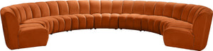 Infinity Velvet / Engineered Wood / Foam Contemporary Cognac Velvet 9pc. Modular Sectional - 183" W x 142" D x 33" H