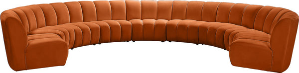Infinity Velvet / Engineered Wood / Foam Contemporary Cognac Velvet 9pc. Modular Sectional - 183" W x 142" D x 33" H
