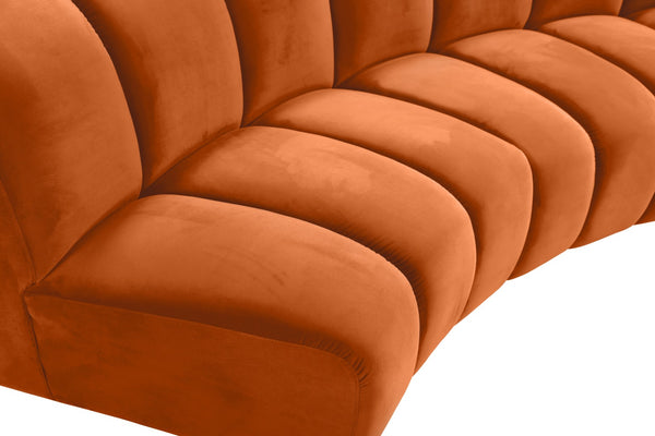 Infinity Velvet / Engineered Wood / Foam Contemporary Cognac Velvet 9pc. Modular Sectional - 183" W x 142" D x 33" H