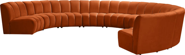 Infinity Velvet / Engineered Wood / Foam Contemporary Cognac Velvet 9pc. Modular Sectional - 183" W x 142" D x 33" H