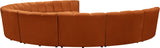 Infinity Velvet / Engineered Wood / Foam Contemporary Cognac Velvet 9pc. Modular Sectional - 183" W x 142" D x 33" H