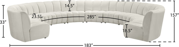 Infinity Velvet / Engineered Wood / Foam Contemporary Cream Velvet 10pc. Modular Sectional - 183" W x 157" D x 33" H