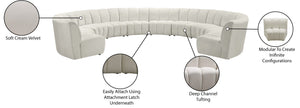 Infinity Velvet / Engineered Wood / Foam Contemporary Cream Velvet 10pc. Modular Sectional - 183" W x 157" D x 33" H