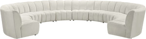 Infinity Velvet / Engineered Wood / Foam Contemporary Cream Velvet 10pc. Modular Sectional - 183" W x 157" D x 33" H