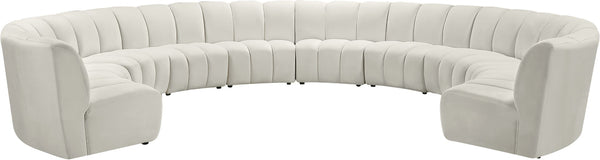 Infinity Velvet / Engineered Wood / Foam Contemporary Cream Velvet 10pc. Modular Sectional - 183" W x 157" D x 33" H