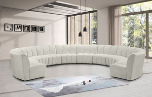 Infinity Velvet / Engineered Wood / Foam Contemporary Cream Velvet 10pc. Modular Sectional - 183" W x 157" D x 33" H
