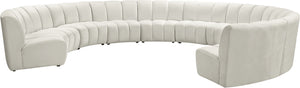 Infinity Velvet / Engineered Wood / Foam Contemporary Cream Velvet 10pc. Modular Sectional - 183" W x 157" D x 33" H