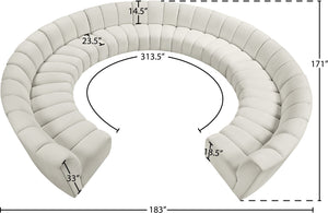 Infinity Velvet / Engineered Wood / Foam Contemporary Cream Velvet 11pc. Modular Sectional - 183" W x 171" D x 33" H