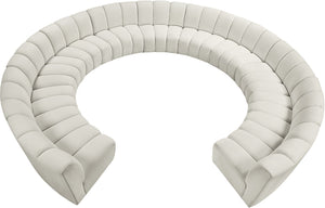 Infinity Velvet / Engineered Wood / Foam Contemporary Cream Velvet 11pc. Modular Sectional - 183" W x 171" D x 33" H