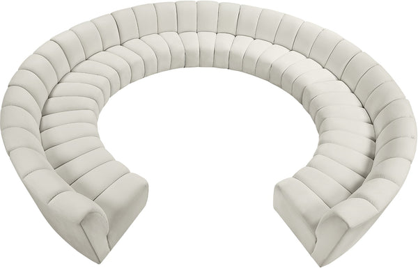 Infinity Velvet / Engineered Wood / Foam Contemporary Cream Velvet 11pc. Modular Sectional - 183" W x 171" D x 33" H
