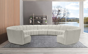 Infinity Velvet / Engineered Wood / Foam Contemporary Cream Velvet 11pc. Modular Sectional - 183" W x 171" D x 33" H