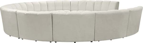 Infinity Velvet / Engineered Wood / Foam Contemporary Cream Velvet 11pc. Modular Sectional - 183" W x 171" D x 33" H