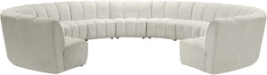 Infinity Velvet / Engineered Wood / Foam Contemporary Cream Velvet 11pc. Modular Sectional - 183" W x 171" D x 33" H