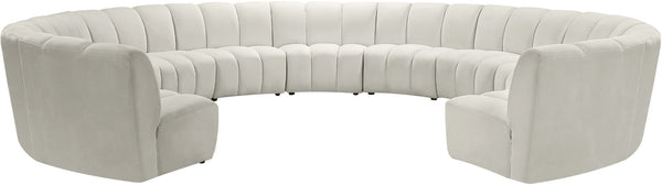 Infinity Velvet / Engineered Wood / Foam Contemporary Cream Velvet 11pc. Modular Sectional - 183" W x 171" D x 33" H
