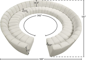 Infinity Velvet / Engineered Wood / Foam Contemporary Cream Velvet 12pc. Modular Sectional - 183" W x 181" D x 33" H