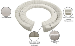 Infinity Velvet / Engineered Wood / Foam Contemporary Cream Velvet 12pc. Modular Sectional - 183" W x 181" D x 33" H