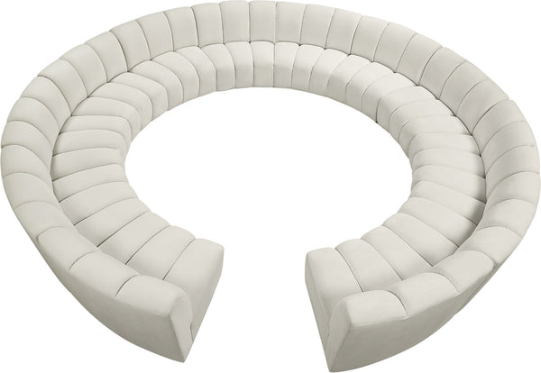 Infinity Velvet / Engineered Wood / Foam Contemporary Cream Velvet 12pc. Modular Sectional - 183" W x 181" D x 33" H