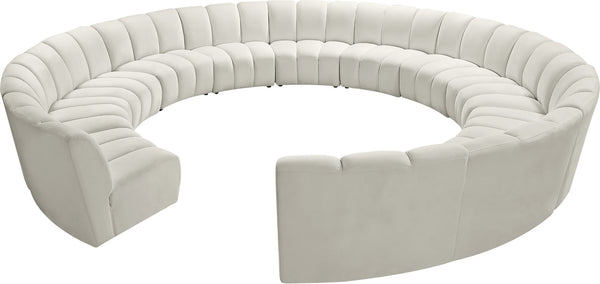 Infinity Velvet / Engineered Wood / Foam Contemporary Cream Velvet 12pc. Modular Sectional - 183" W x 181" D x 33" H