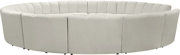 Infinity Velvet / Engineered Wood / Foam Contemporary Cream Velvet 12pc. Modular Sectional - 183" W x 181" D x 33" H