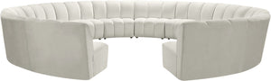 Infinity Velvet / Engineered Wood / Foam Contemporary Cream Velvet 12pc. Modular Sectional - 183" W x 181" D x 33" H