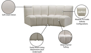 Infinity Velvet / Engineered Wood Contemporary Cream Velvet 2pc. Modular Sectional - 83" W x 41" D x 33" H