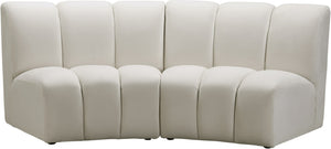 Infinity Velvet / Engineered Wood Contemporary Cream Velvet 2pc. Modular Sectional - 83" W x 41" D x 33" H